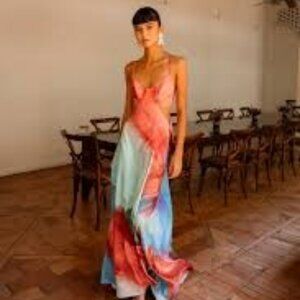 Vicky Tcherassi Ariel Dress – Blue & Wine, Size Small (NWT)